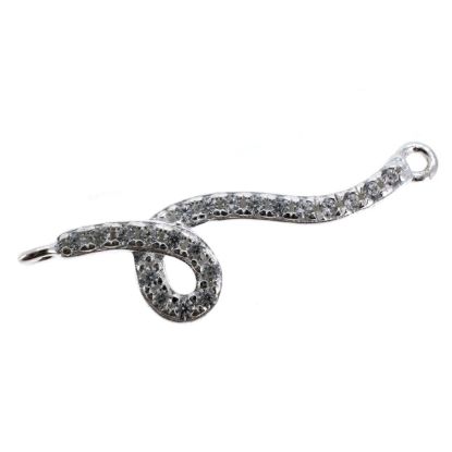 Wholesale 925 Sterling Silver Snake with CZ Stone Charm Connector - 22mm (sold per piece)