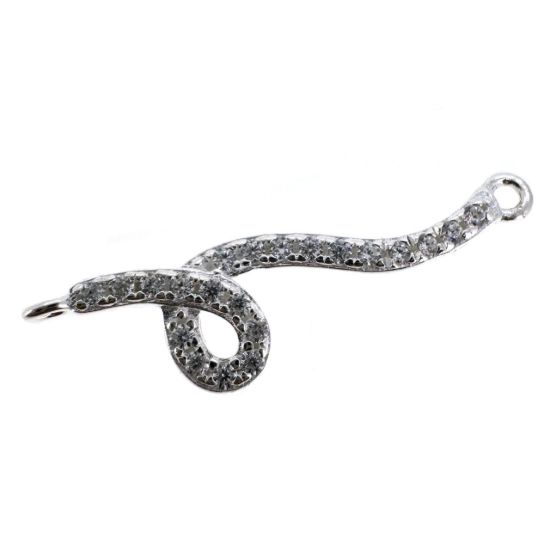 Wholesale 925 Sterling Silver Snake with CZ Stone Charm Connector - 22mm (sold per piece)