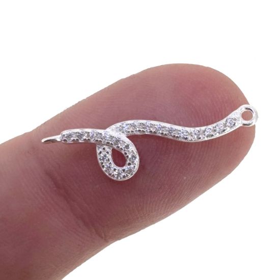 Wholesale 925 Sterling Silver Snake with CZ Stone Charm Connector - 22mm (sold per piece)
