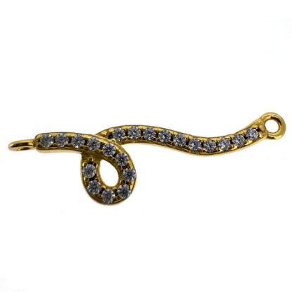 Wholesale Gold Over 925 Sterling Silver Snake with CZ Stone Charm Connector - 22mm (sold per piece)