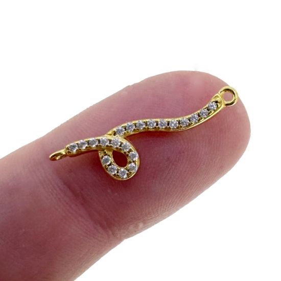 Wholesale Gold Over 925 Sterling Silver Snake with CZ Stone Charm Connector - 22mm (sold per piece)