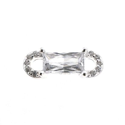 Wholesale 925 Sterling Silver Rectangle CZ Stone Charm Connector - 12mm (sold per piece)