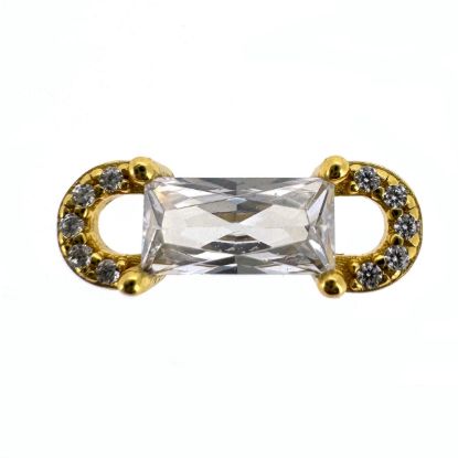 Wholesale Gold Over 925 Sterling Silver CZ Stone Charm Connector - 12mm (sold per piece)