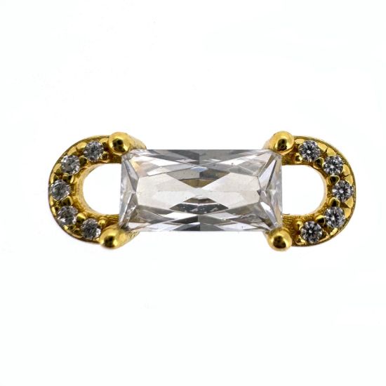 Wholesale Gold Over 925 Sterling Silver CZ Stone Charm Connector - 12mm (sold per piece)
