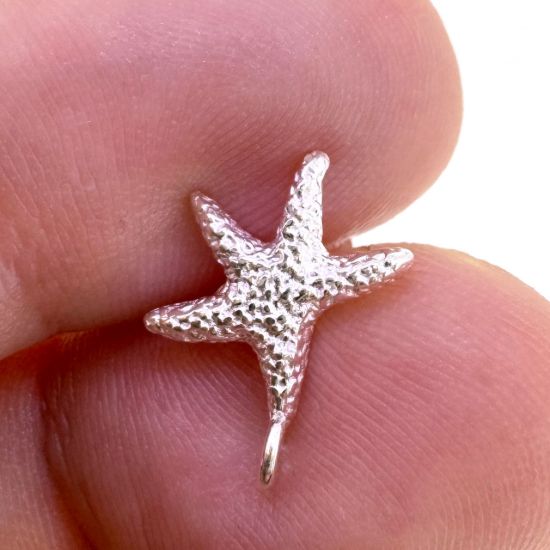 Wholesale 925 Sterling Silver Textured Starfish Stud Earrings- 10mm