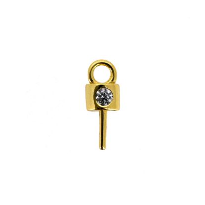 Wholesale Gold Over 925 Sterling Silver Peg Bail with Fancy CZ Stone -10mm(1pc)