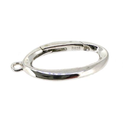 Wholesale 925 Sterling Silver No Trigger Clasp - 20mm Fancy Oval Spring Clasp
