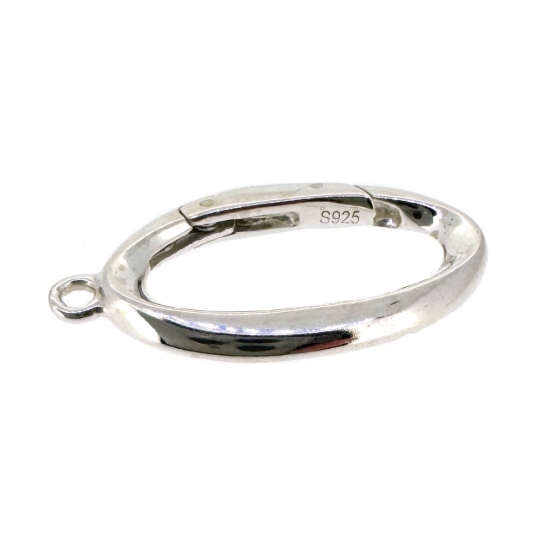 Wholesale 925 Sterling Silver No Trigger Clasp - 20mm Fancy Oval Spring Clasp