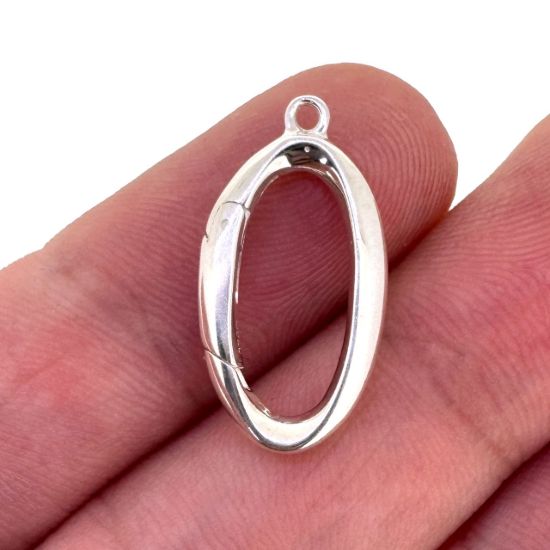 Wholesale 925 Sterling Silver No Trigger Clasp - 20mm Fancy Oval Spring Clasp