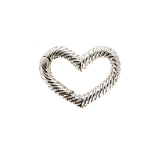 Wholesale 925 Sterling Silver No Trigger Clasp - Textured Heart Spring Clasp-16mm