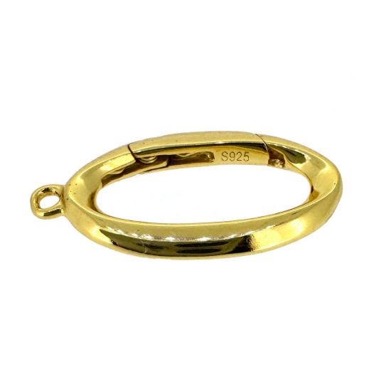 Wholesale Gold Over 925 Sterling Silver No Trigger Clasp - 20mm Fancy Oval Spring Clasp