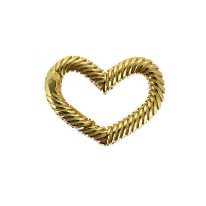 Wholesale Gold Over 925 Sterling Silver No Trigger Clasp - Textured Heart Spring Clasp -16mm