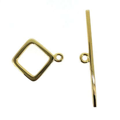 Wholesale Gold Over Sterling Silver Diamond Shape Toggle Clasp- 16mm(Sold per set) 