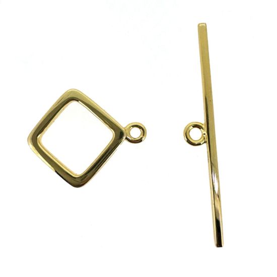 Wholesale Gold Over Sterling Silver Diamond Shape Toggle Clasp- 16mm(Sold per set) 