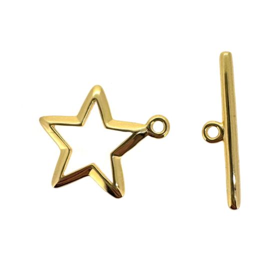 Wholesale Gold Over Sterling Silver Star Toggle Clasp- 14mm(Sold per set)