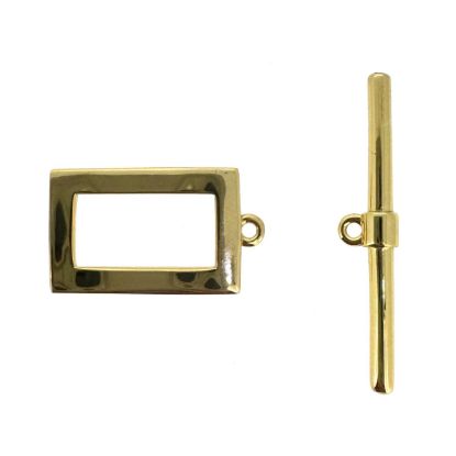 Wholesale Gold Over Sterling Silver Wavy Rectangle Toggle Clasp- 16mm(Sold per set)