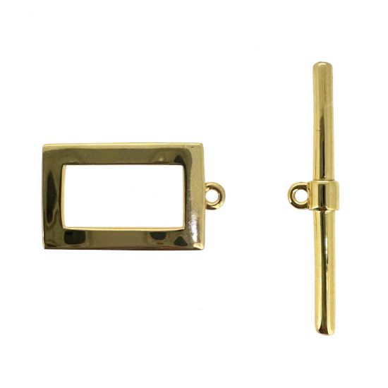 Wholesale Gold Over Sterling Silver Wavy Rectangle Toggle Clasp- 16mm(Sold per set)