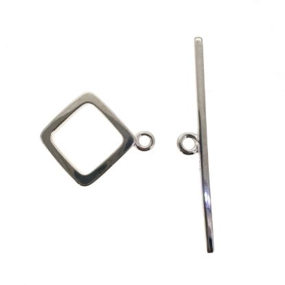 Wholesale 925 Sterling Silver Diamond Shape Toggle Clasp-16mm(Sold per set)