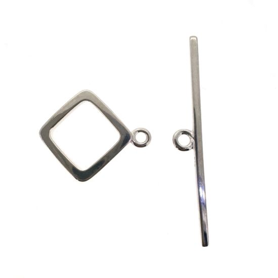Wholesale 925 Sterling Silver Diamond Shape Toggle Clasp-16mm(Sold per set)