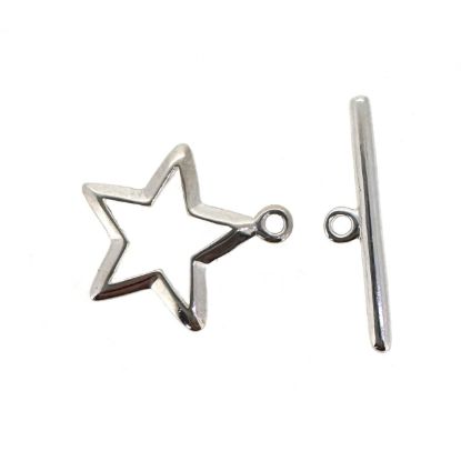 Wholesale 925 Sterling Silver Star Toggle Clasp- 14mm(Sold per set)