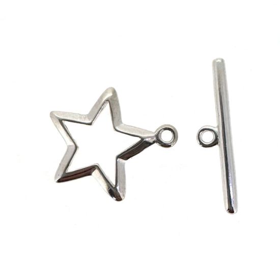 Wholesale 925 Sterling Silver Star Toggle Clasp- 14mm(Sold per set)