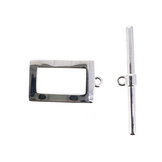 Wholesale 925 Sterling Silver Wavy Rectangle Toggle Clasp-10 *16mm (Sold per set)