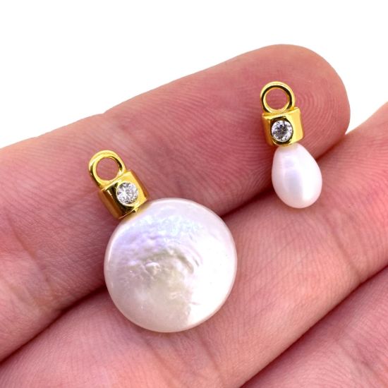 Wholesale Gold Over 925 Sterling Silver Peg Bail with Fancy CZ Stone -10mm(1pc)