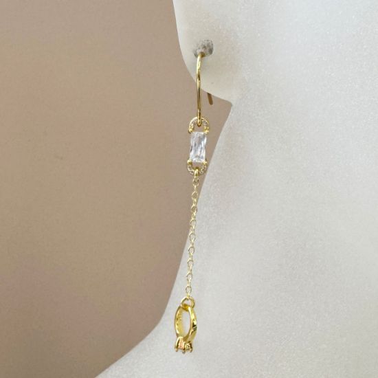 Wholesale Gold Over 925 Sterling Silver CZ Stone Charm Connector - 12mm (sold per piece)