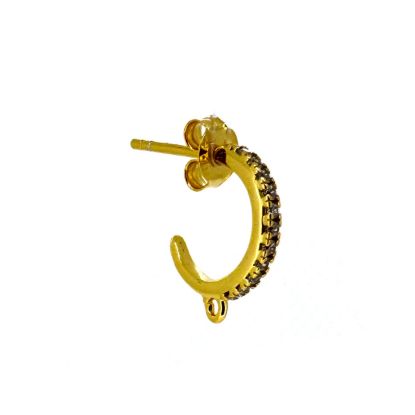 Wholesale Gold Over Sterling Silver Half Hoops With CZ Stones 13mm