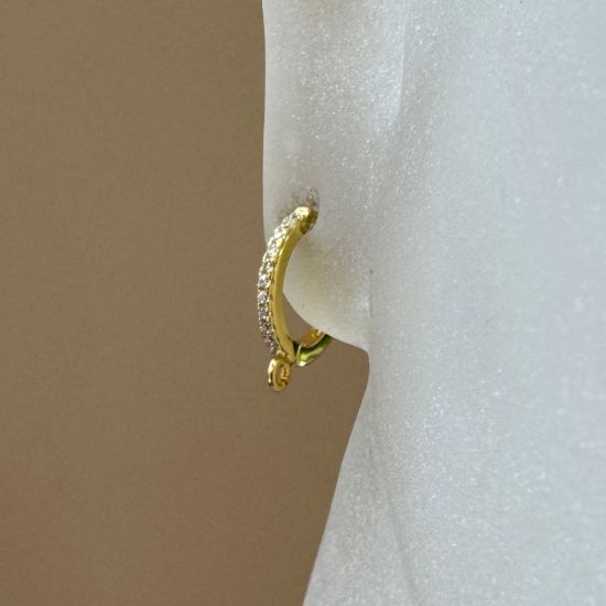 Wholesale Gold Over Sterling Silver Huggie Hoops With CZ Stones-12mm