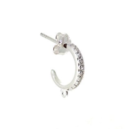 Wholesale Sterling Silver Half Hoops With CZ Stones-13mm