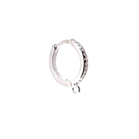 Wholesale Sterling Silver Huggie Hoops With CZ Stones -12mm