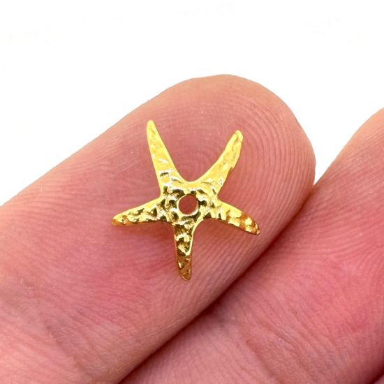 Wholesale Gold Over 925 Sterling Silver Textured Starfish Bead Cap -10.5mm  (1 pc)