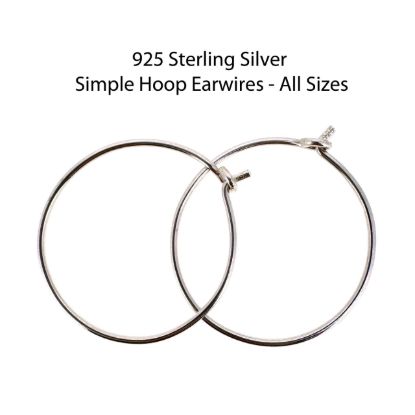 Wholesale 925 Sterling Silver Simple Earring Hoops - All Sizes - (Sold Per Pair)