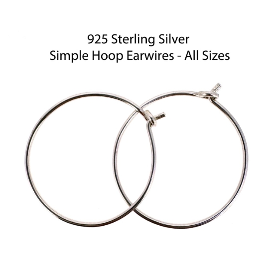 Wholesale 925 Sterling Silver Simple Earring Hoops - All Sizes - (Sold Per Pair)