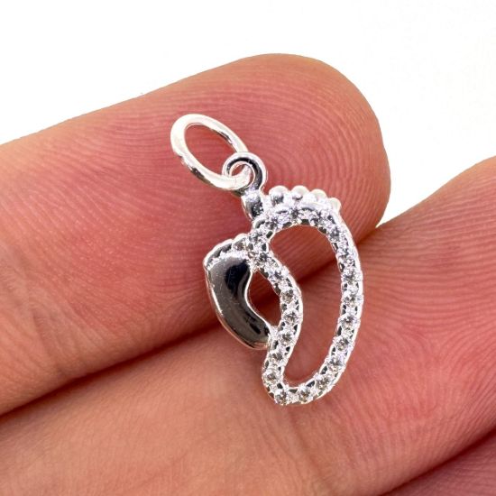 Wholesale 925 Sterling Silver Footprints Charm Pendant - 14mm (1 pc)