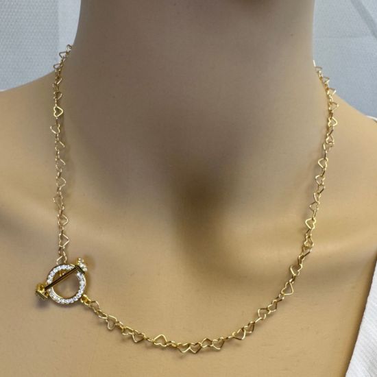 Wholesale Gold Over Sterling Silver Round Toggle with CZ Stones-15mm(Sold per set)