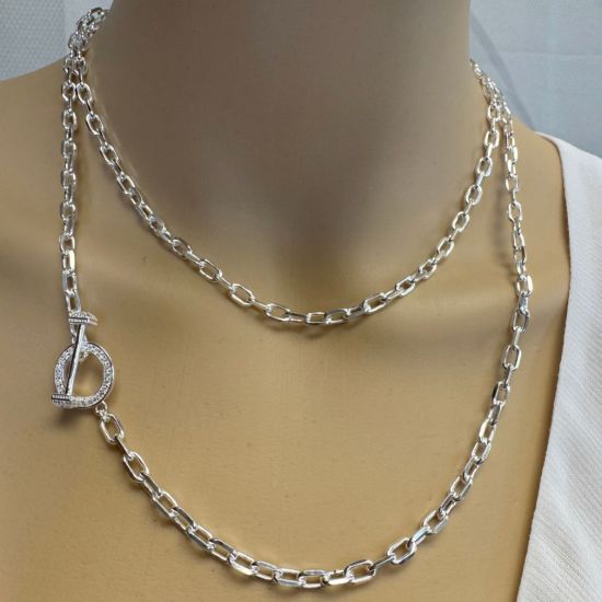 Wholesale 925 Sterling Silver Round CZ Stone Toggle 15mm (Sold per set) 