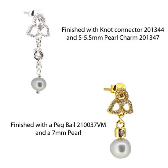 Wholesale Gold Over Sterling Silver Trillium Flower Studs With CZ Stones-10mm