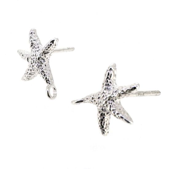 Wholesale 925 Sterling Silver Textured Starfish Stud Earrings- 10mm