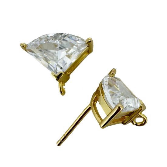 wholesale sterling silver fan shaped earring stud findings