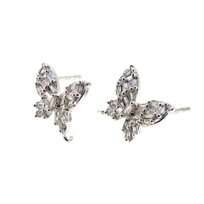 Wholesale 925 Sterling Silver 12mm Butterfly Studs With CZ Stones