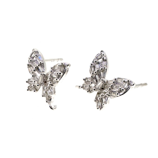 Wholesale 925 Sterling Silver 12mm Butterfly Studs With CZ Stones