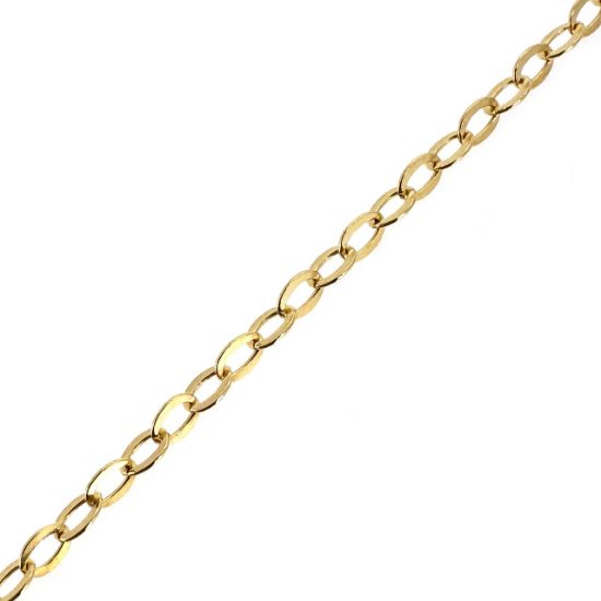 Wholesale Chain, Gold plated Sterling Silver Vermeil Thick Flat Cable Oval Chain 1.8 by 1.2mm Bulk Chain by the foot