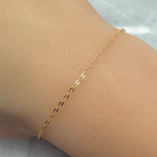 Wholesale Chain, Gold plated Sterling Silver Vermeil Thick Flat Cable Oval Chain 1.8 by 1.2mm Bulk Chain by the foot