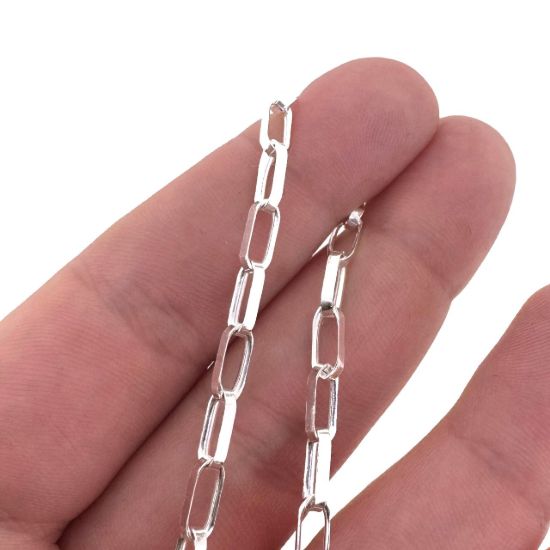Wholesale Sterling Silver Chain, 7.5x3.5mm Long Oval Rolo Chain Bulk Chain by the foot