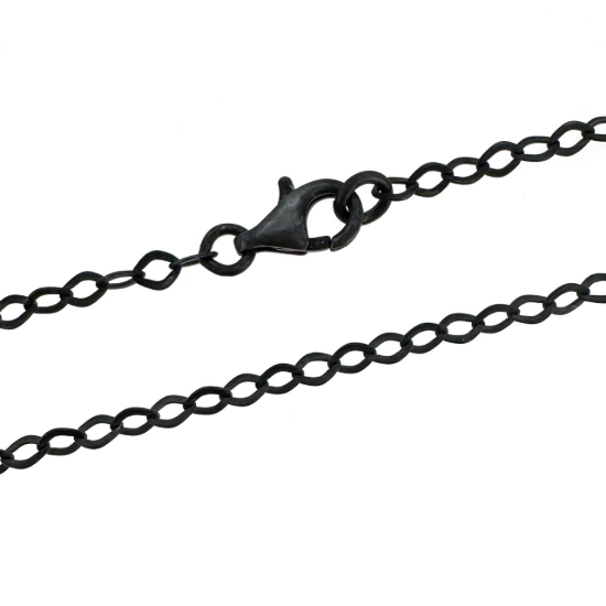 Wholesale Oxidized 925 Sterling Silver Finished Chain - Diamond Shaped Flat Cable Chain