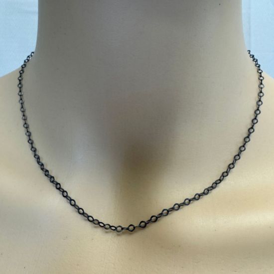 Wholesale Oxidized 925 Sterling Silver Finished Chain - Diamond Shaped Flat Cable Chain
