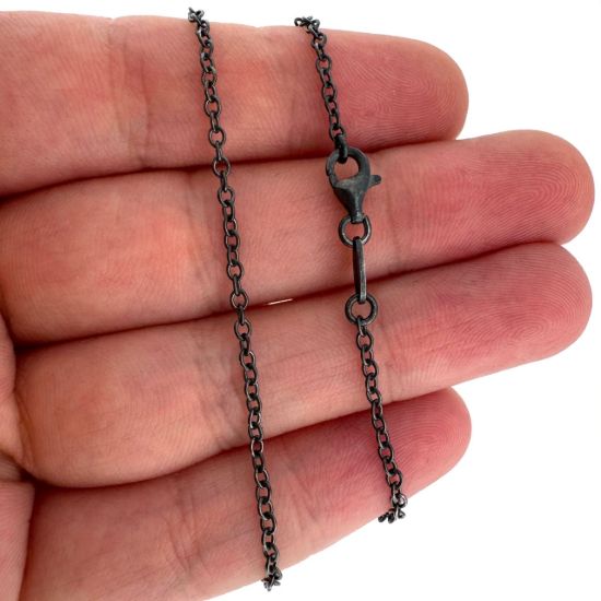 Wholesale Oxidized Sterling Silver Finished Jewelry Chain - Strong Oval Cable