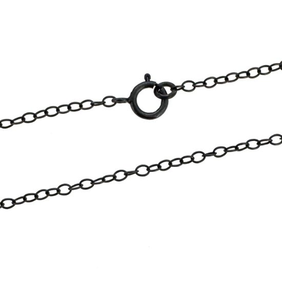 Wholesale Oxidized Sterling Silver Finished Jewelry Chain - Oval Cable Chain 